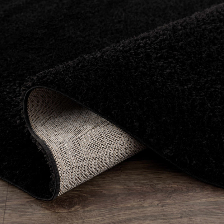 Modern Solid Black Plush Pile Moroccan Area Rug - The Rug Decor