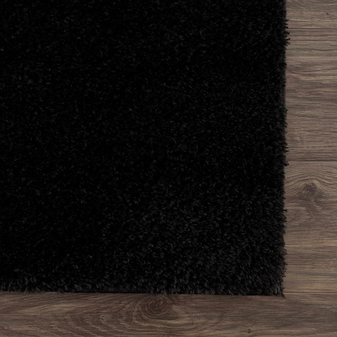 Modern Solid Black Plush Pile Moroccan Area Rug - The Rug Decor