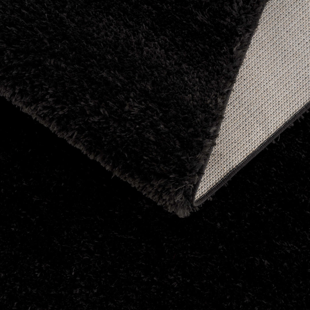 Modern Solid Black Plush Pile Moroccan Area Rug - The Rug Decor