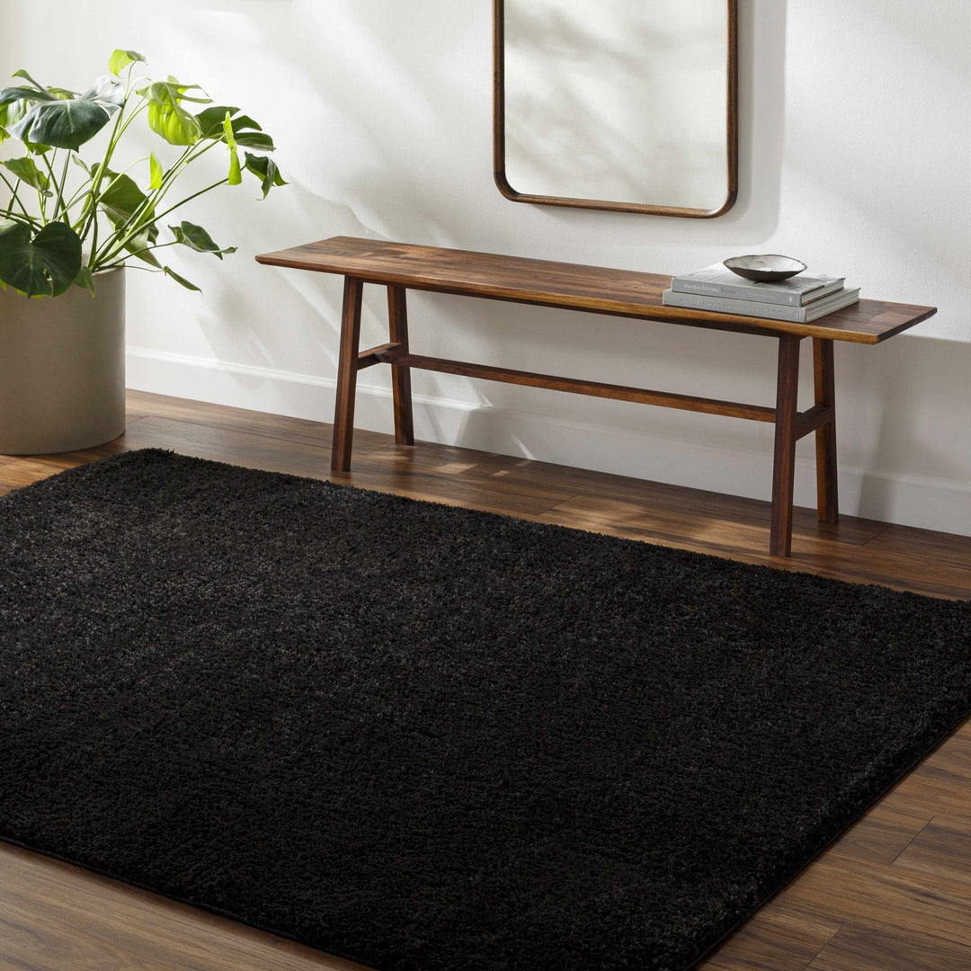 Modern Solid Black Plush Pile Moroccan Area Rug - The Rug Decor