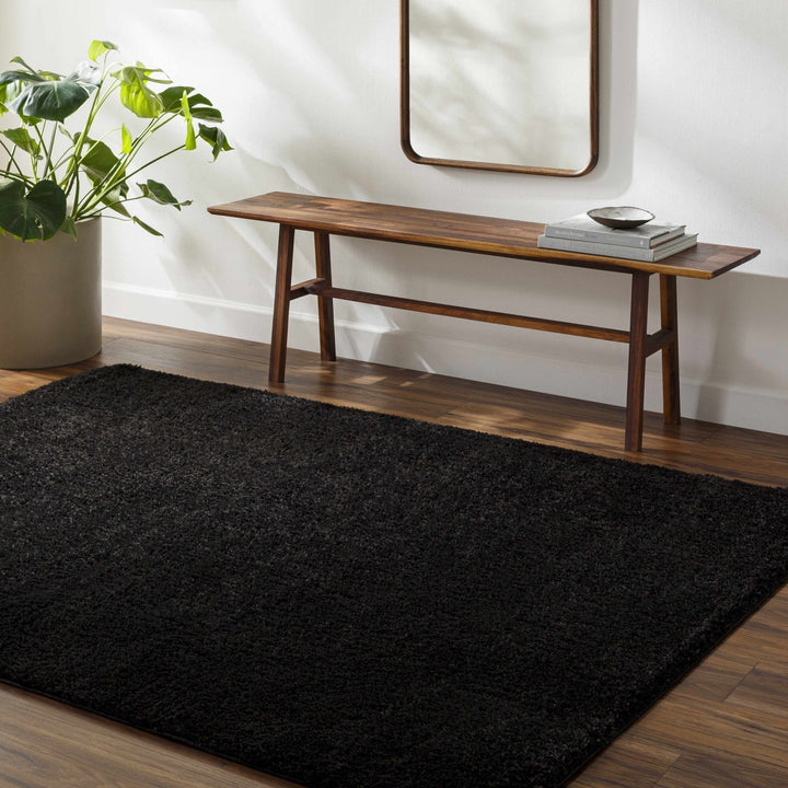 Modern Solid Black Plush Pile Moroccan Area Rug - The Rug Decor