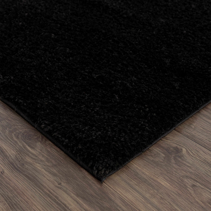Modern Solid Black Plush Pile Moroccan Area Rug - The Rug Decor