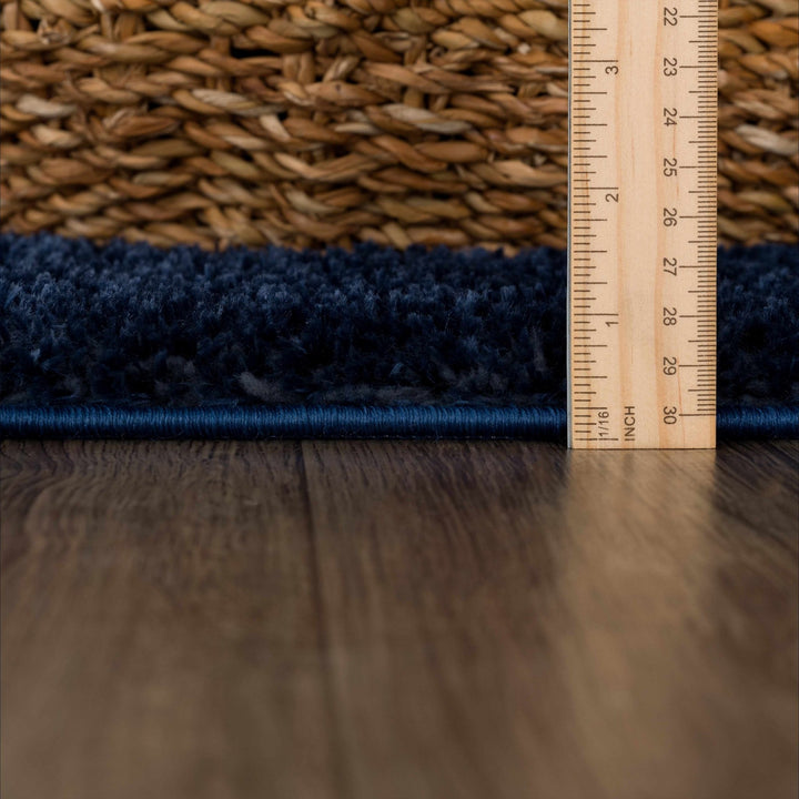 Modern Solid Blue Plush Pile Moroccan Area Rug - The Rug Decor