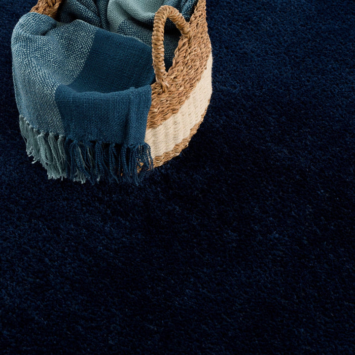 Modern Solid Blue Plush Pile Moroccan Area Rug - The Rug Decor