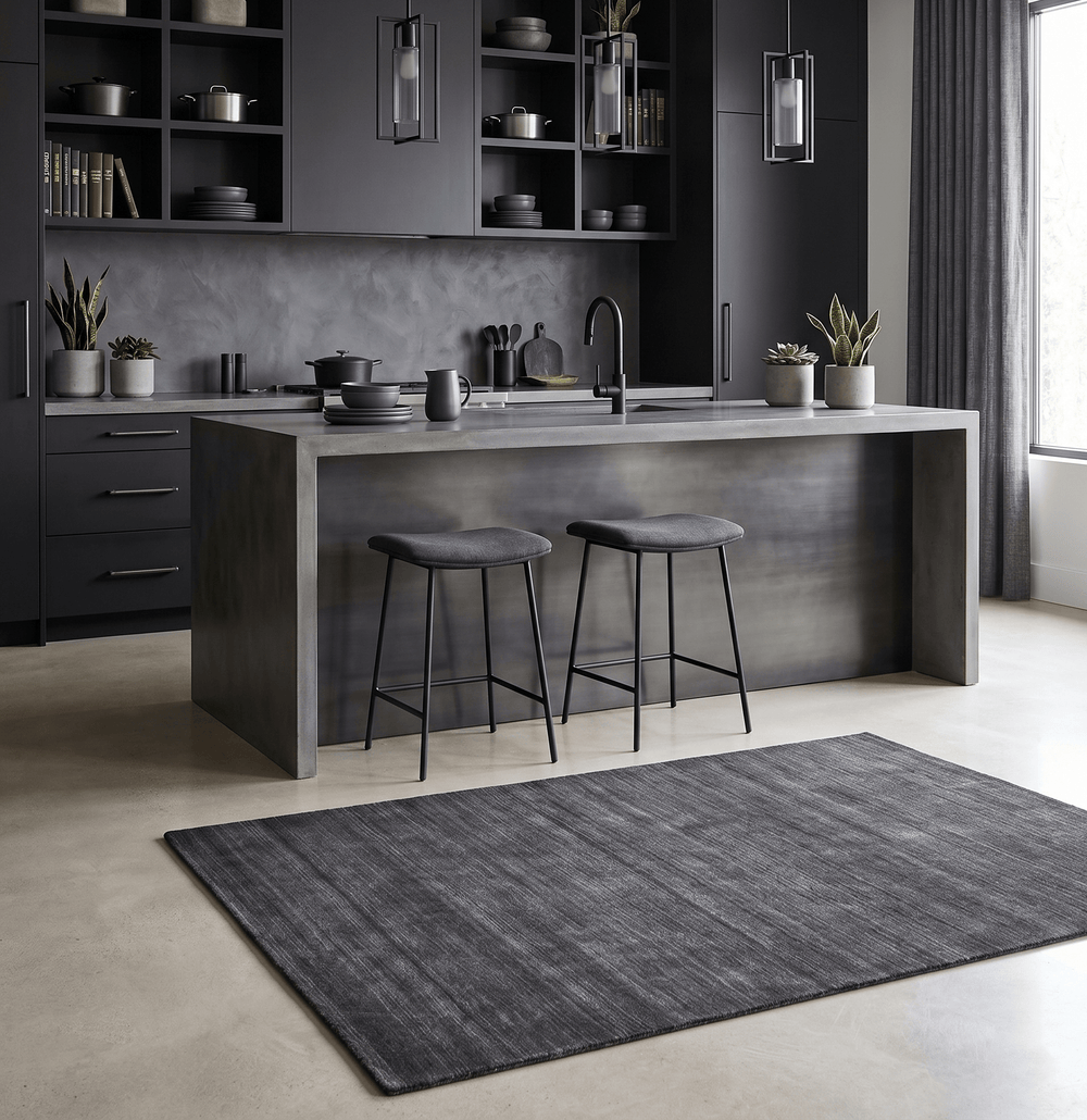 Modern Solid Charcoal 5x7 Blended Wool Hand Woven Area Rug - The Rug Decor
