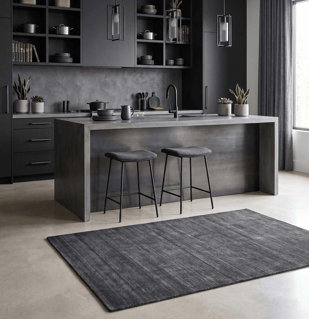 Modern Solid Charcoal 5x7 Blended Wool Hand Woven Area Rug - The Rug Decor