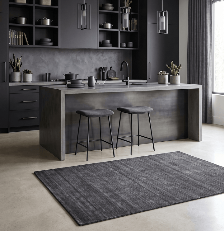 Modern Solid Charcoal 5x7 Blended Wool Hand Woven Area Rug - The Rug Decor