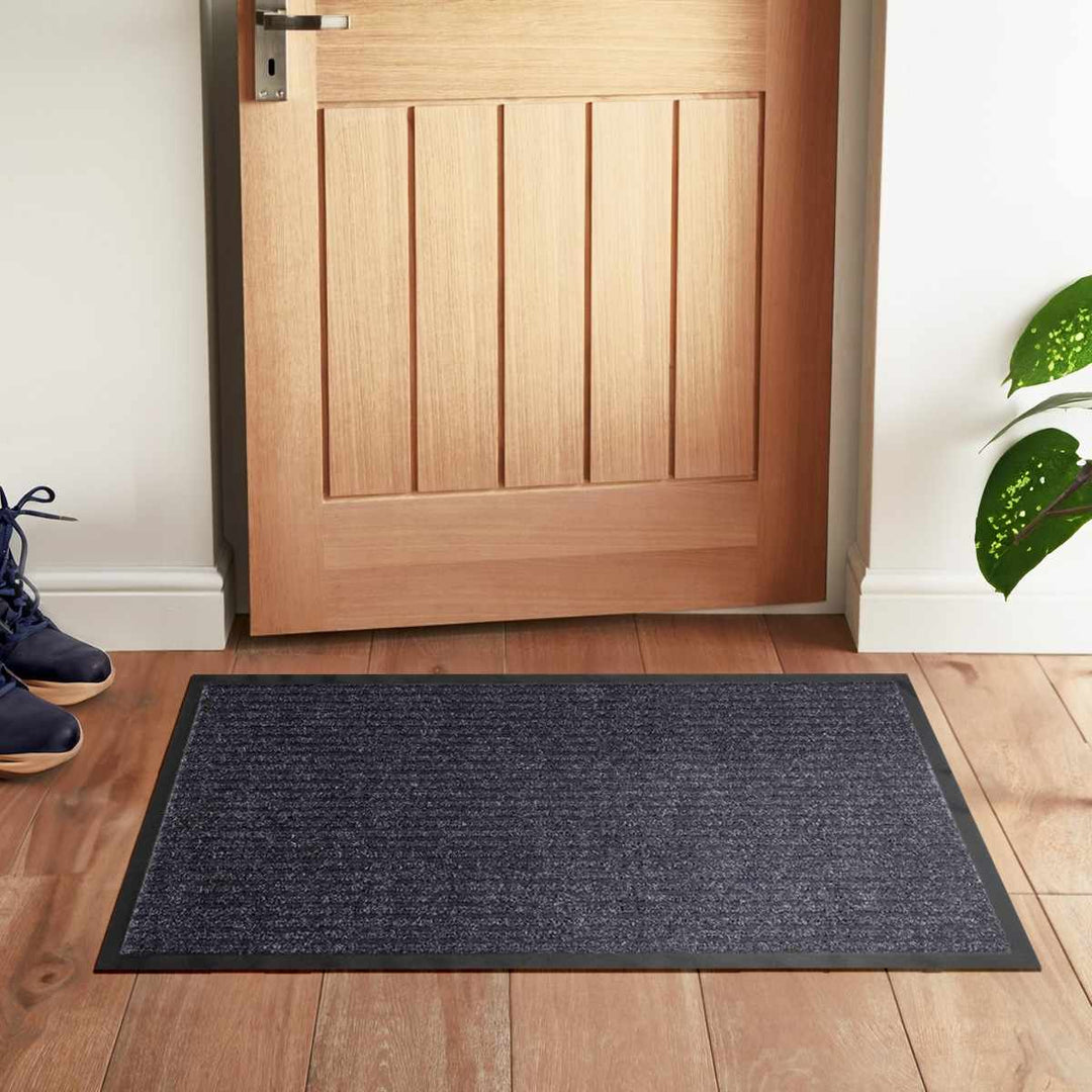 Modern Solid Charcoal And Gray Door Mat Rug - The Rug Decor