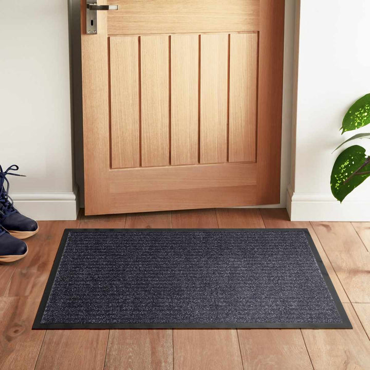 Modern Solid Charcoal And Gray Door Mat Rug - The Rug Decor