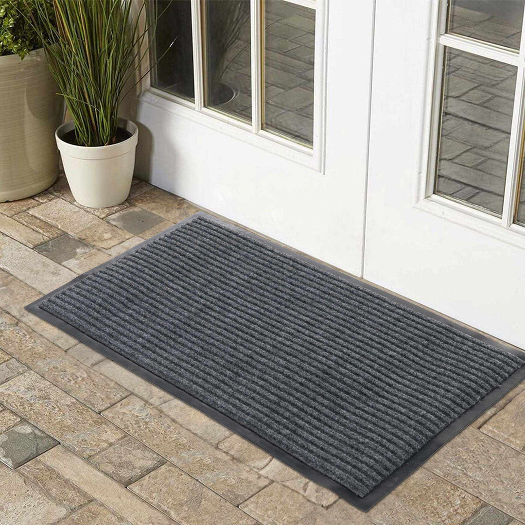 Modern Solid Charcoal And Gray Door Mat Rug - The Rug Decor