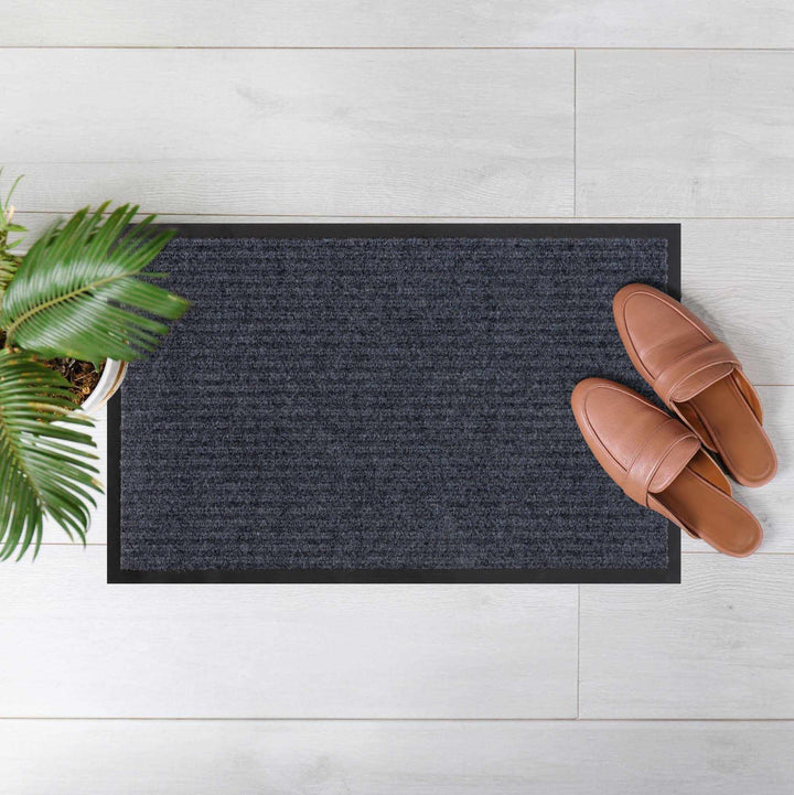 Modern Solid Charcoal And Gray Door Mat Rug - The Rug Decor