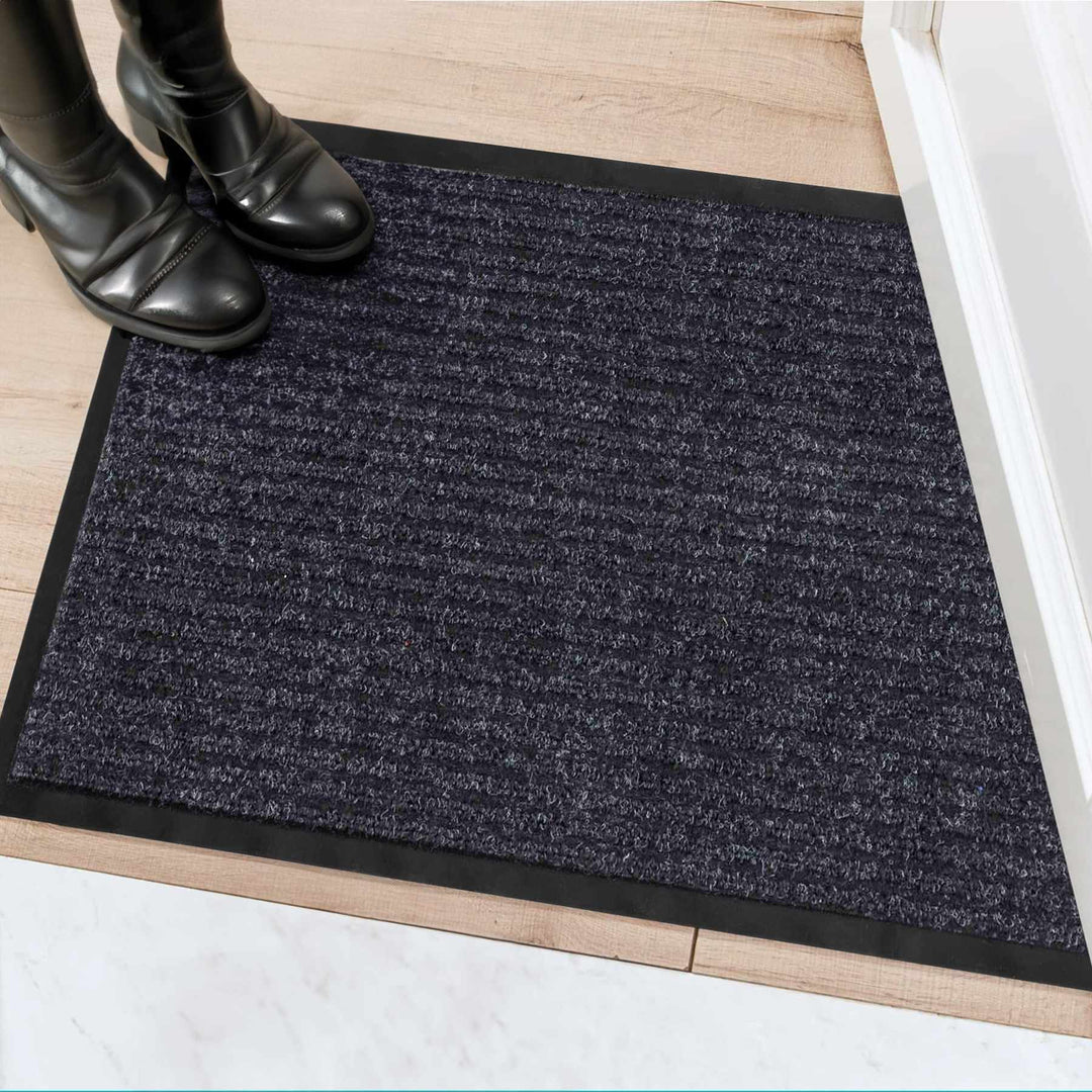 Modern Solid Charcoal And Gray Door Mat Rug - The Rug Decor