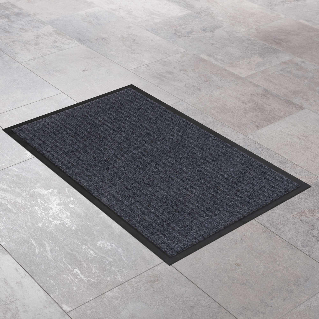 Modern Solid Charcoal And Gray Door Mat Rug - The Rug Decor
