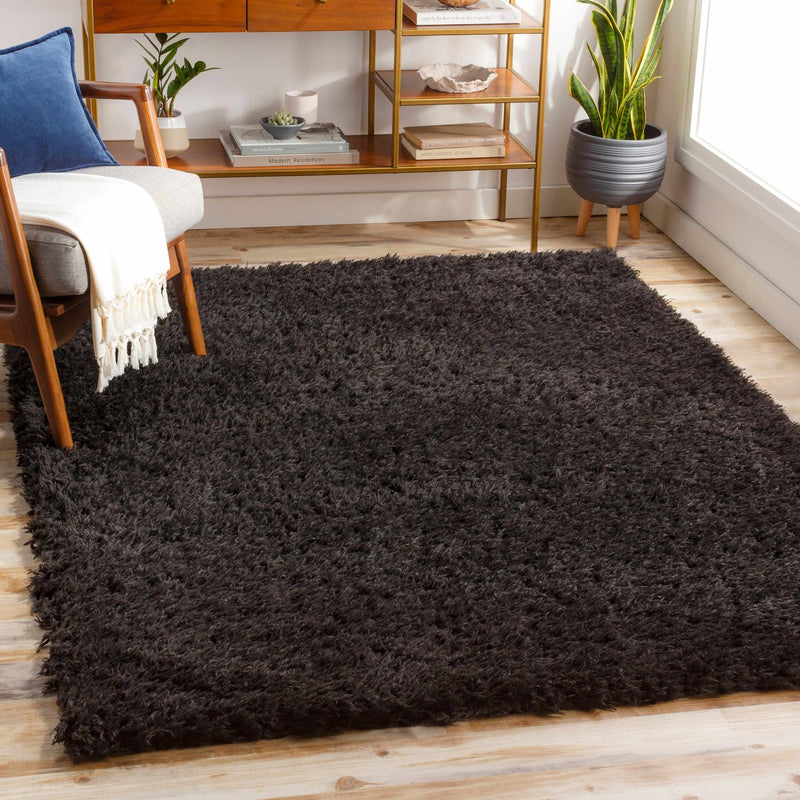 Modern Solid Charcoal Moroccan Style Plush Pile Area Rug - The Rug Decor