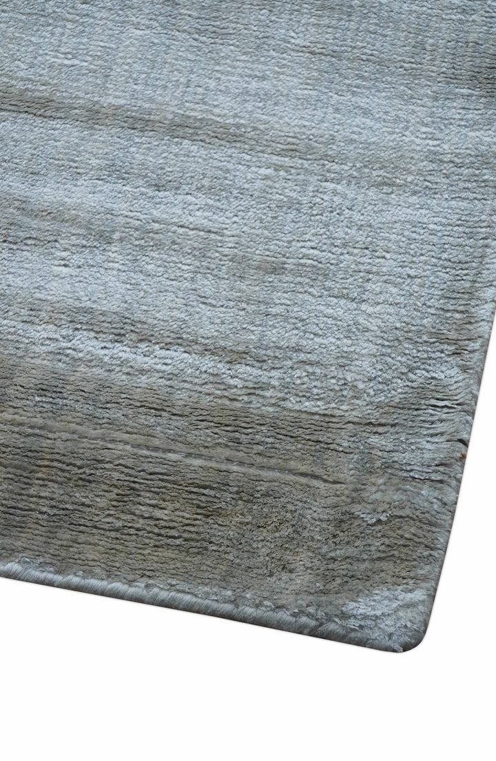 Modern Solid Design Blue And Gray Hand Loom 9x12 Art Silk Area Rug - The Rug Decor