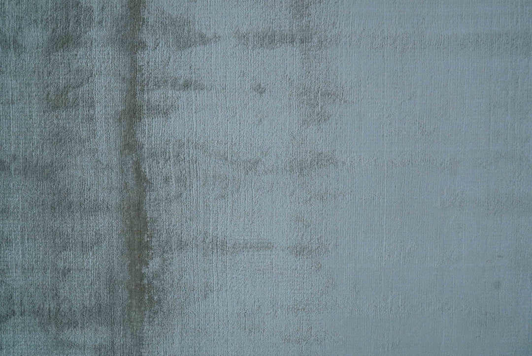 Modern Solid Design Blue And Gray Hand Loom 9x12 Art Silk Area Rug - The Rug Decor