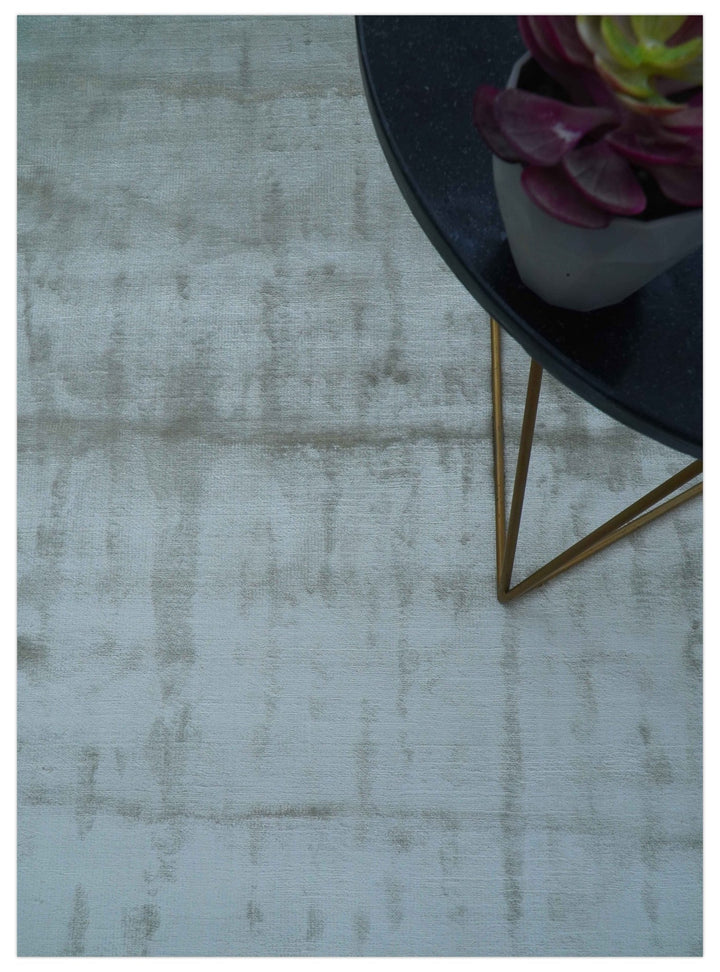 Modern Solid Design Blue And Gray Hand Loom 9x12 Art Silk Area Rug - The Rug Decor