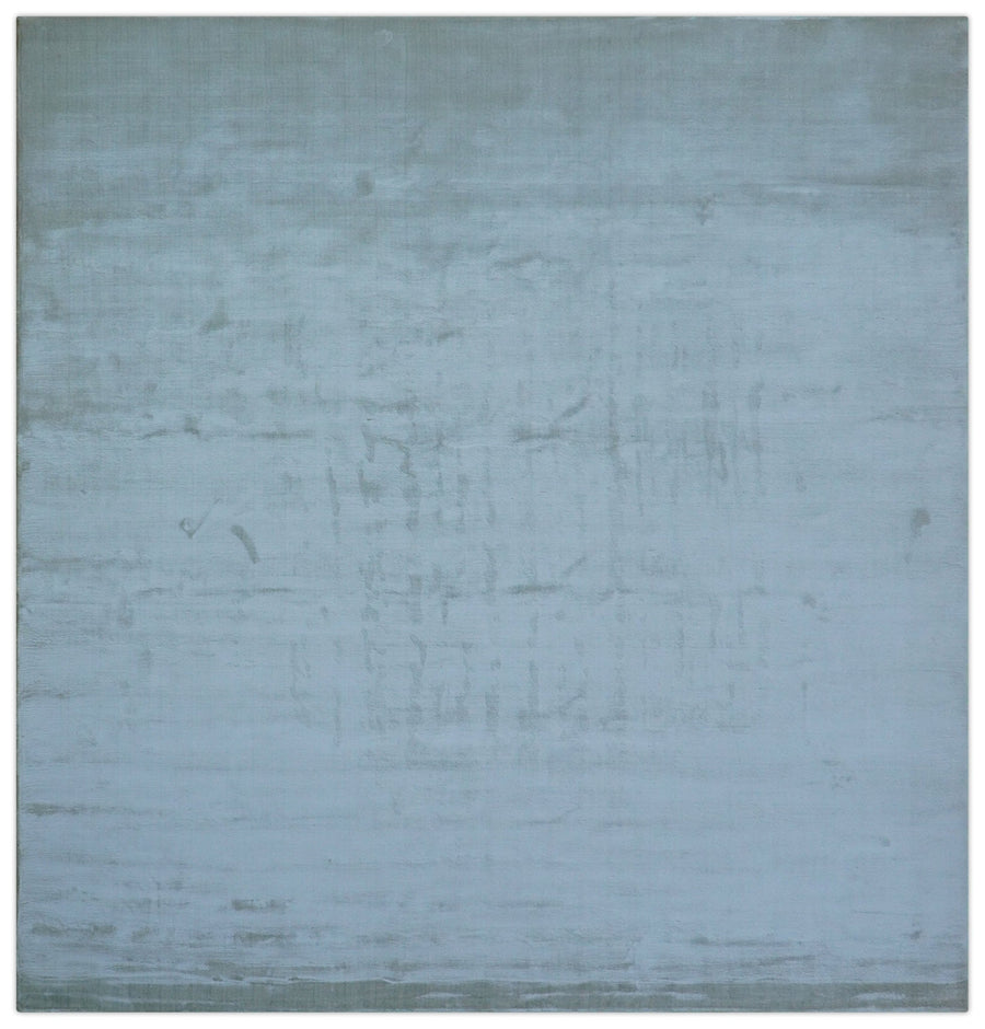 Modern Solid Design Blue Hand Loom 8.6x9 Art Silk Area Rug - The Rug Decor