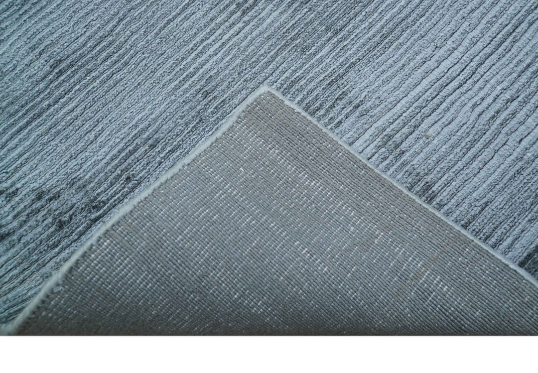 Modern Solid Design Blue Hand Loom 8.8x12 Art Silk Area Rug - The Rug Decor