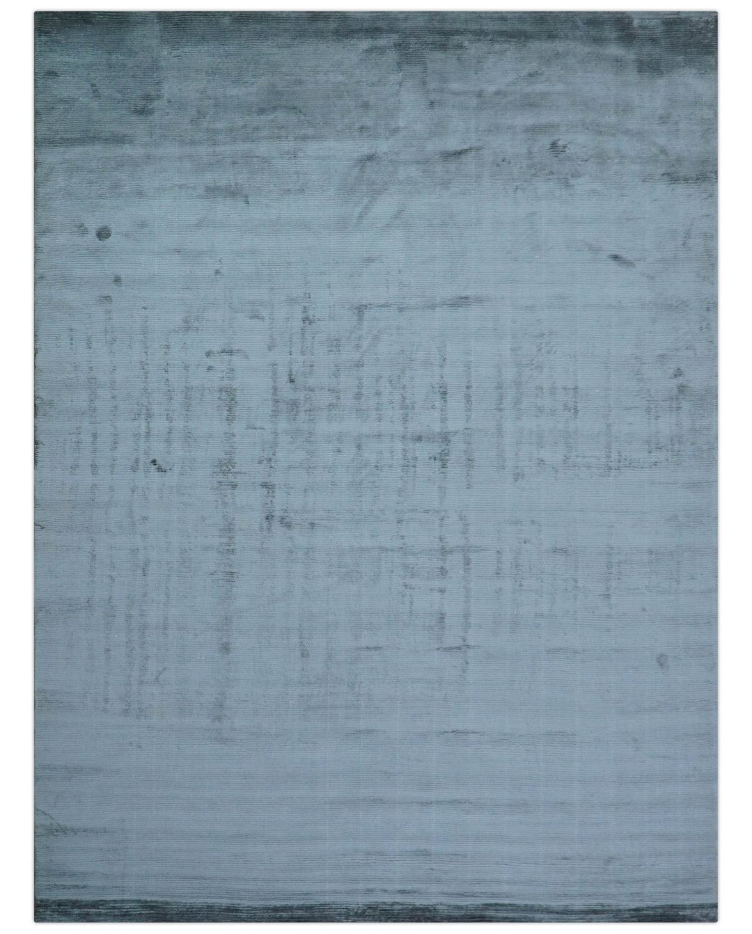 Modern Solid Design Blue Hand Loom 8.8x12 Art Silk Area Rug - The Rug Decor