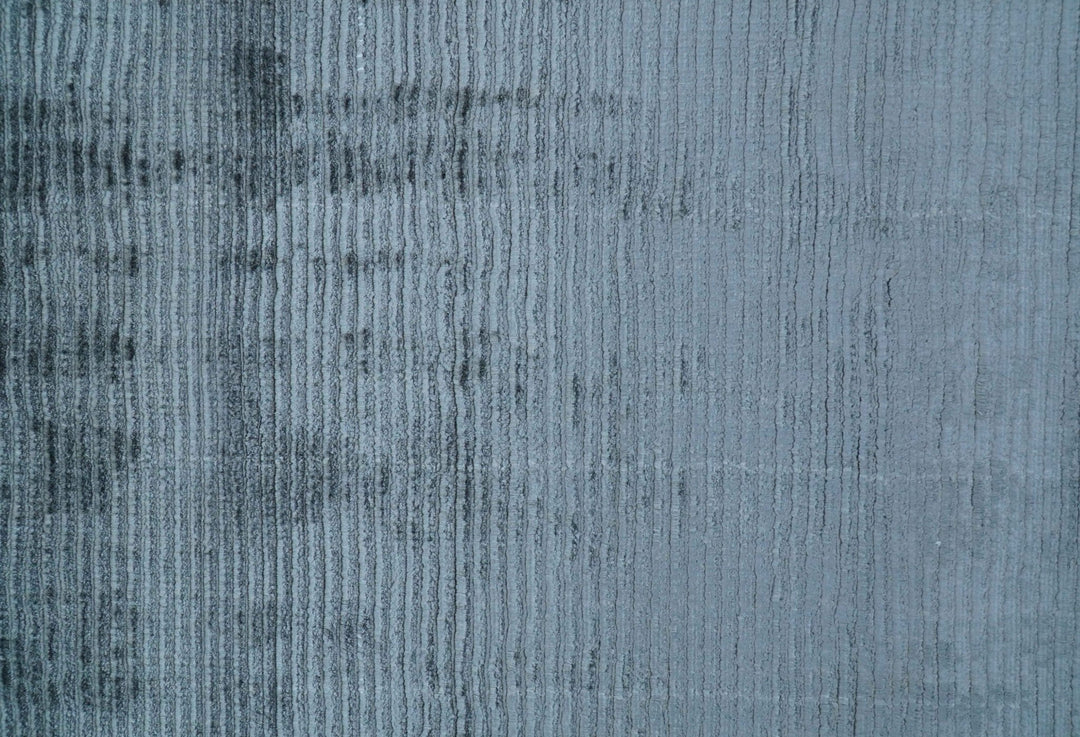 Modern Solid Design Blue Hand Loom 8.8x12 Art Silk Area Rug - The Rug Decor