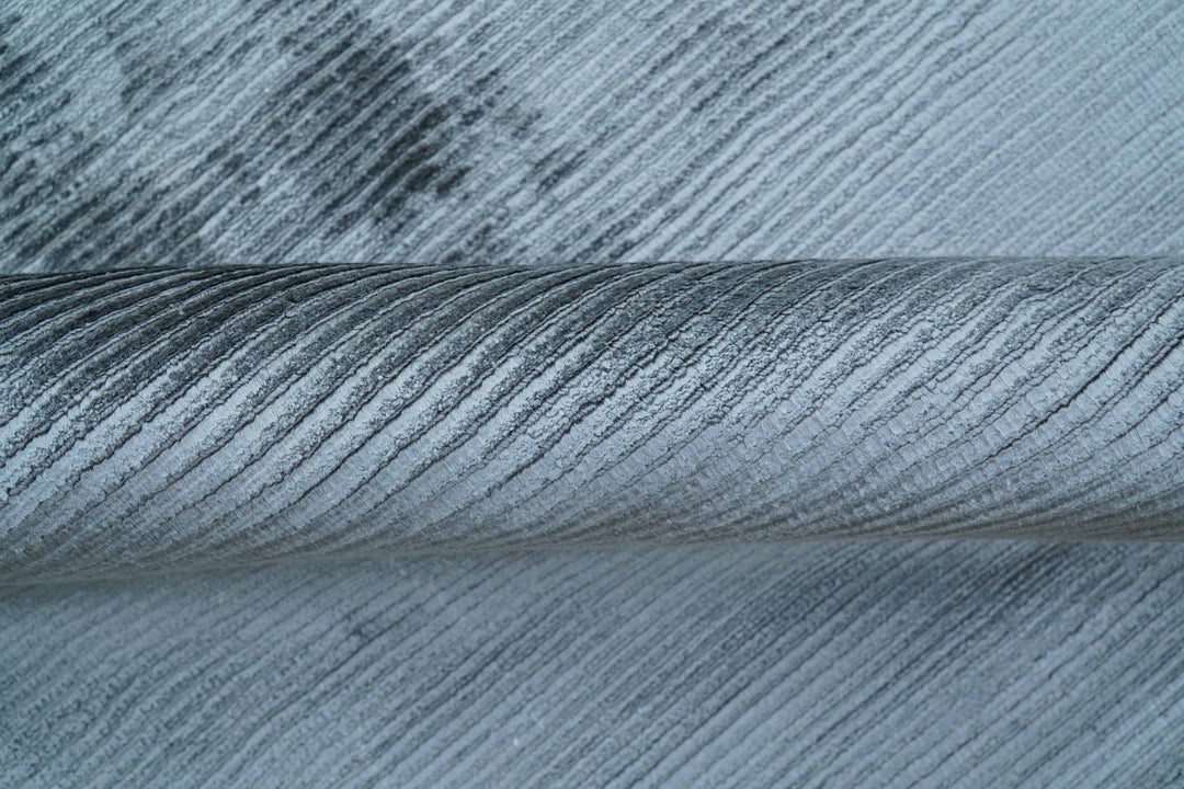 Modern Solid Design Blue Hand Loom 8.8x12 Art Silk Area Rug - The Rug Decor