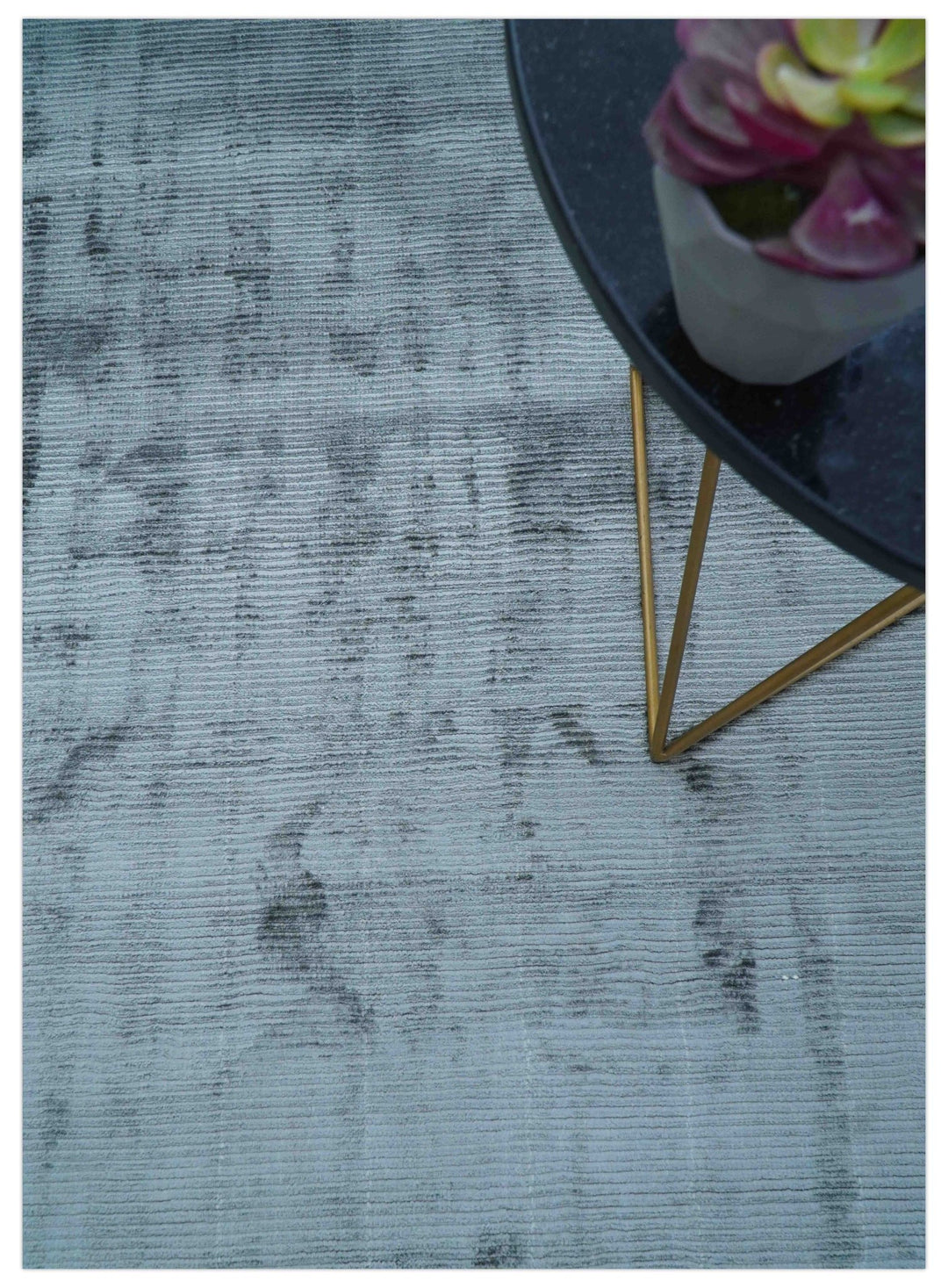 Modern Solid Design Blue Hand Loom 8.8x12 Art Silk Area Rug - The Rug Decor