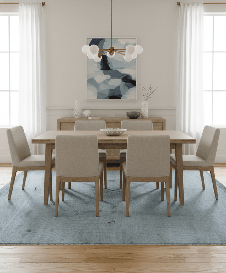 Modern Solid Design Blue Hand Loom 8.8x12 Art Silk Area Rug - The Rug Decor