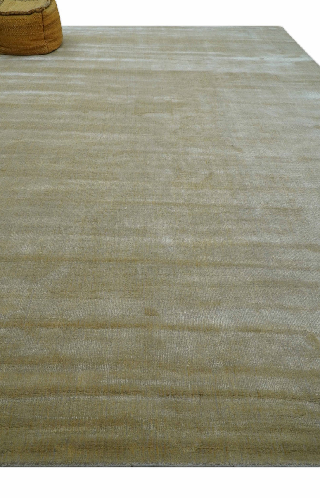 Modern Solid Design Gold and Silver Hand Loom 10x14 Art Silk Area Rug - The Rug Decor