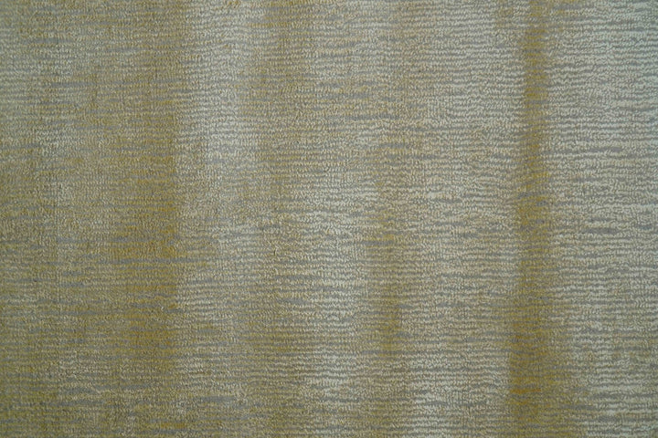 Modern Solid Design Gold and Silver Hand Loom 10x14 Art Silk Area Rug - The Rug Decor