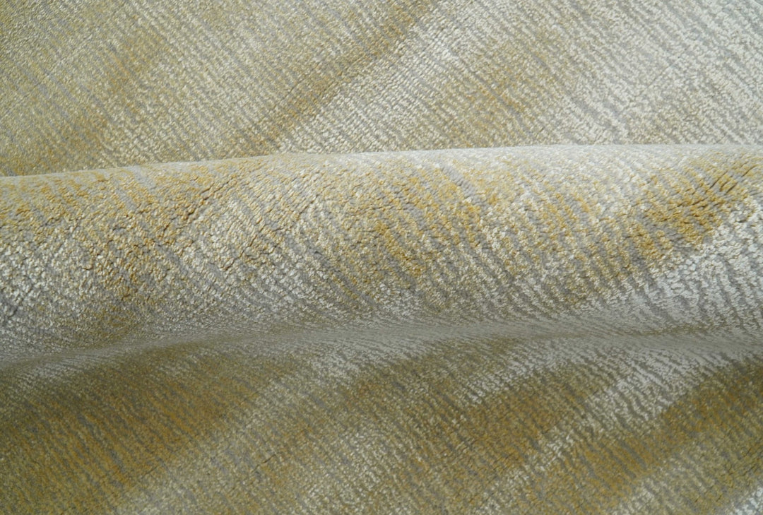 Modern Solid Design Gold and Silver Hand Loom 10x14 Art Silk Area Rug - The Rug Decor