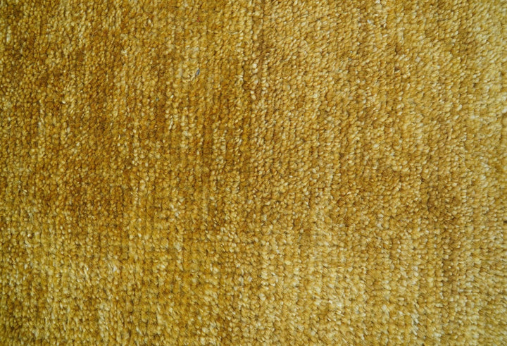 Modern Solid Design Gold Hand Knotted Wool Area Rug - The Rug Decor