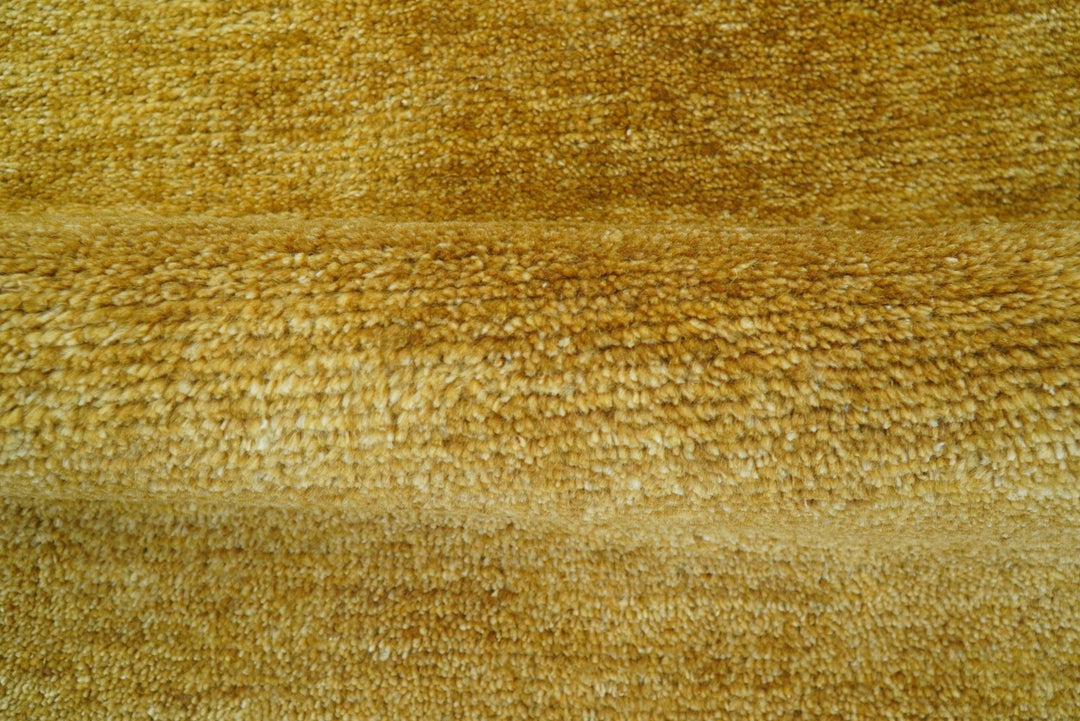 Modern Solid Design Gold Hand Knotted Wool Area Rug - The Rug Decor