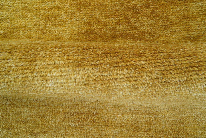 Modern Solid Design Gold Hand Knotted Wool Area Rug - The Rug Decor