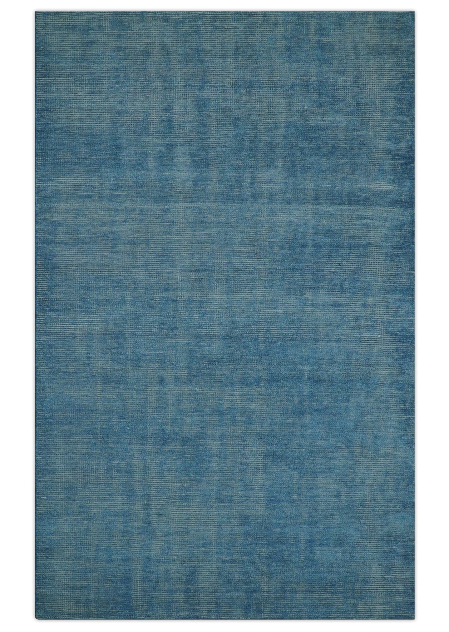 Modern Solid Design Gray And Blue 5x8 Hand Knotted Wool Area Rug - The Rug Decor