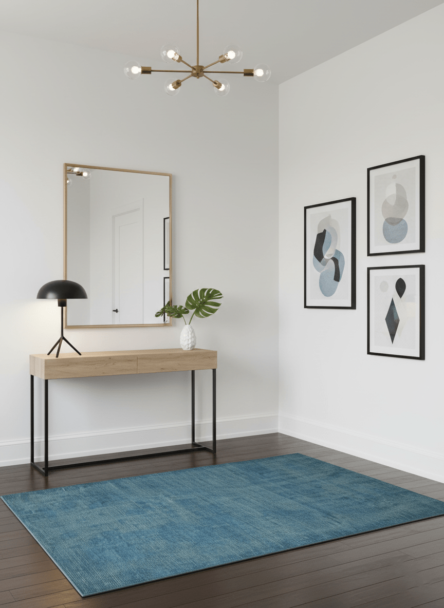 Modern Solid Design Gray And Blue 5x8 Hand Knotted Wool Area Rug - The Rug Decor