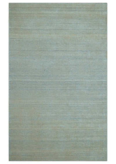 Modern Solid Design Green And Blue 5x8 Hand Knotted Wool Area Rug - The Rug Decor