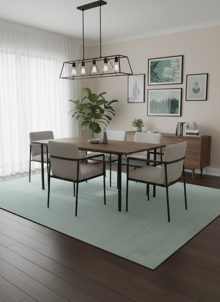 Modern Solid Design Green And Blue 5x8 Hand Knotted Wool Area Rug - The Rug Decor