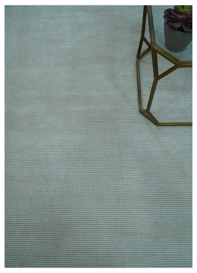 Modern Solid Design Ivory 5x8 Hand Woven Wool Area Rug - The Rug Decor