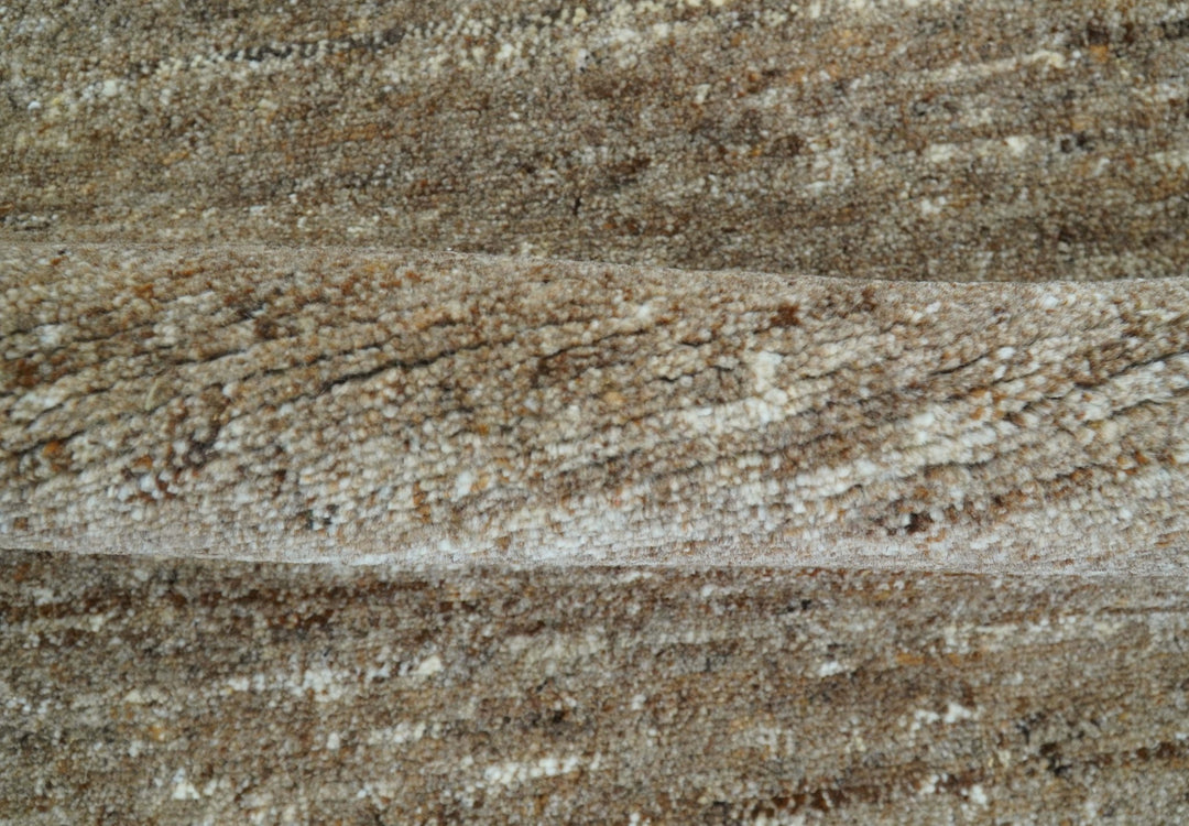 Modern Solid Design Natural Brown Hand Knotted Wool Rug - The Rug Decor