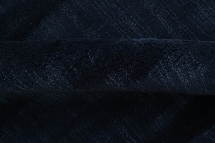 Modern Solid Design Navy Blue Hand Loom 8.9x12.8 Art Silk Rug - The Rug Decor