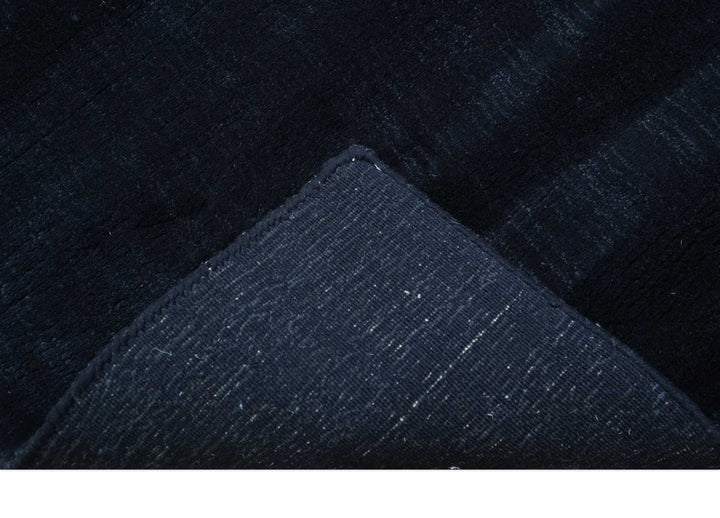 Modern Solid Design Navy Blue Hand Loom 8.9x12.8 Art Silk Rug - The Rug Decor