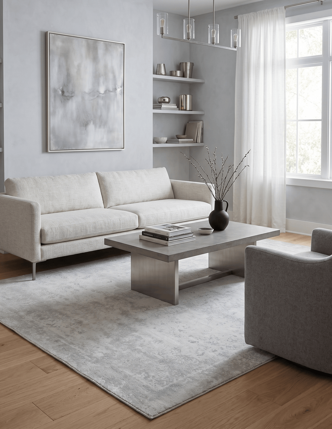 Modern Solid Design Silver Hand Loom Viscose 5x8 Area Rug - The Rug Decor