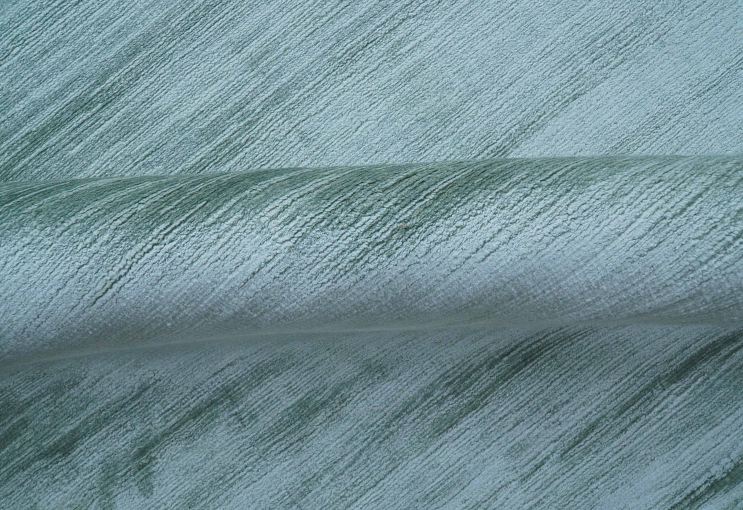 Modern Solid Design Teal Hand Loom 8x11 Art Silk Area Rug - The Rug Decor