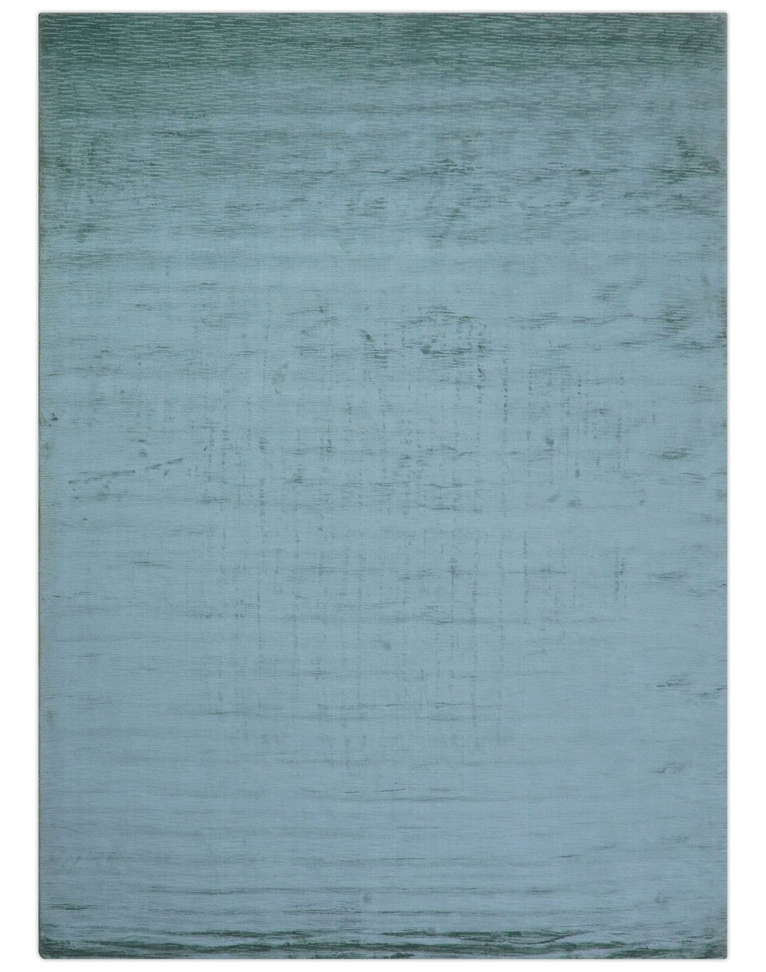 Modern Solid Design Teal Hand Loom 8x11 Art Silk Area Rug - The Rug Decor
