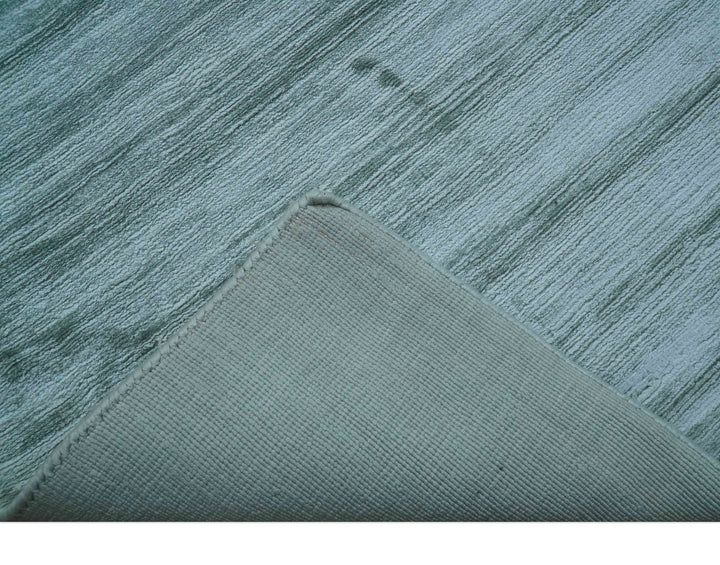 Modern Solid Design Teal Hand Loom 8x11 Art Silk Area Rug - The Rug Decor
