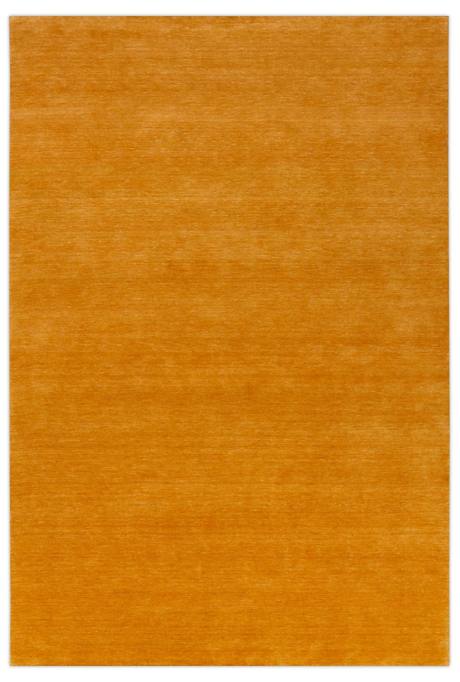 Modern Solid Gold Hand Loomed Wool Area Rug - The Rug Decor