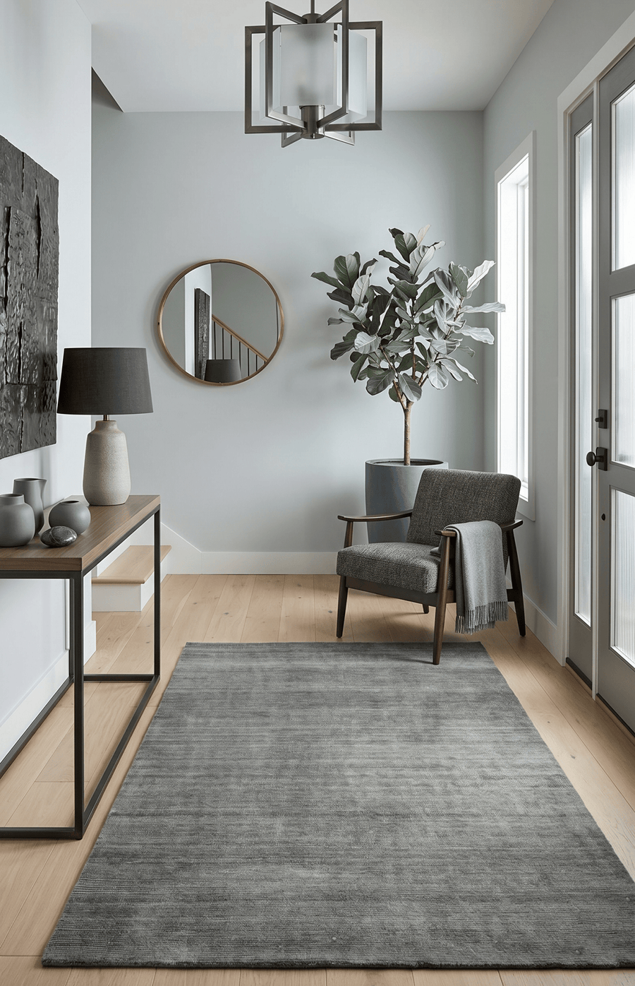 Modern Solid Gray Hand Woven 5x8 Wool and Viscose Rug - The Rug Decor
