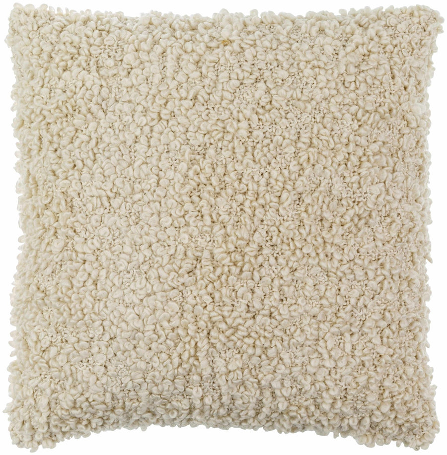 Modern Solid Ivory fluffy loop textured Square Throw pillow - The Rug Decor