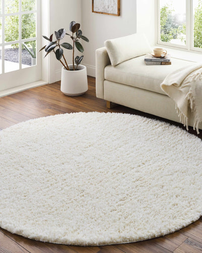 Modern Solid Ivory Moroccan Style Multi Size Plush Pile area rug - The Rug Decor